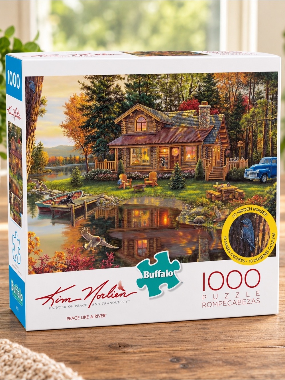 BUFFALO GAMES Jigsaw Puzzle Peace Like a River 1000 Piece Kim Norlien Fall Cabin